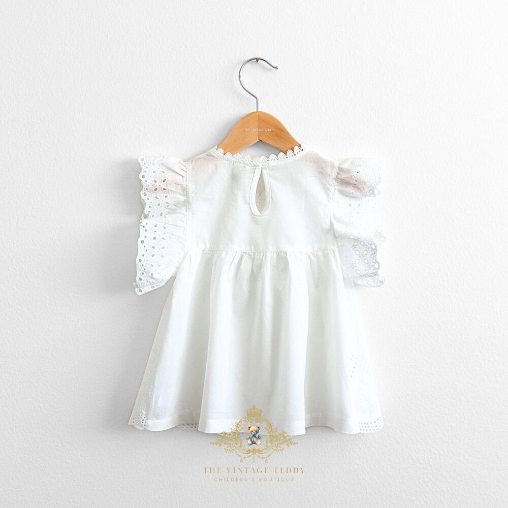 NWT Pretty Girls Blouse Lovely Floral Eyelet Lace Embroidery Bohemian White 2T - Picture 2 of 5